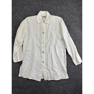 American Shirt Womens Small Linen Button Up Long Sleeve Made USA Lightweight